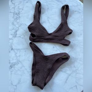 Bond Eye Nino crop bikini top/scene bottom -OS- Chocolate